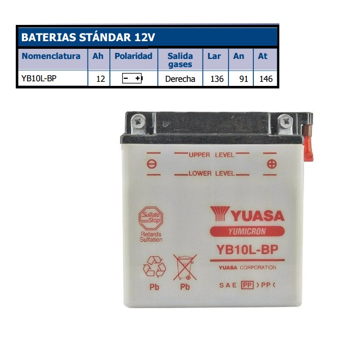 BATERIA YUASA YB 10 L B P